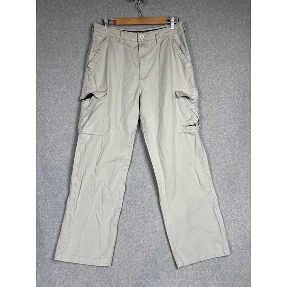 Vintage Transnine Pants Mens 33X32 Beige Cargo Pockets Casual Normcore Logo Prep - Picture 1 of 11
